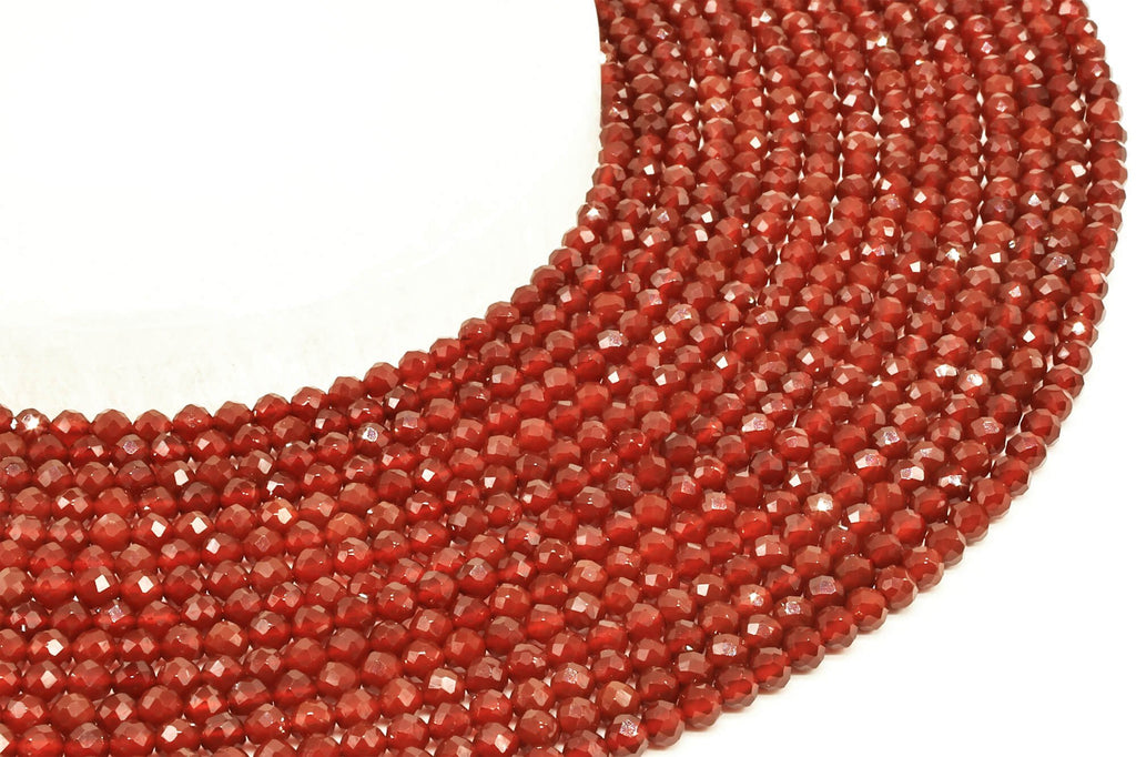 Perles facettées Cornaline 4mm sur fil 38cm