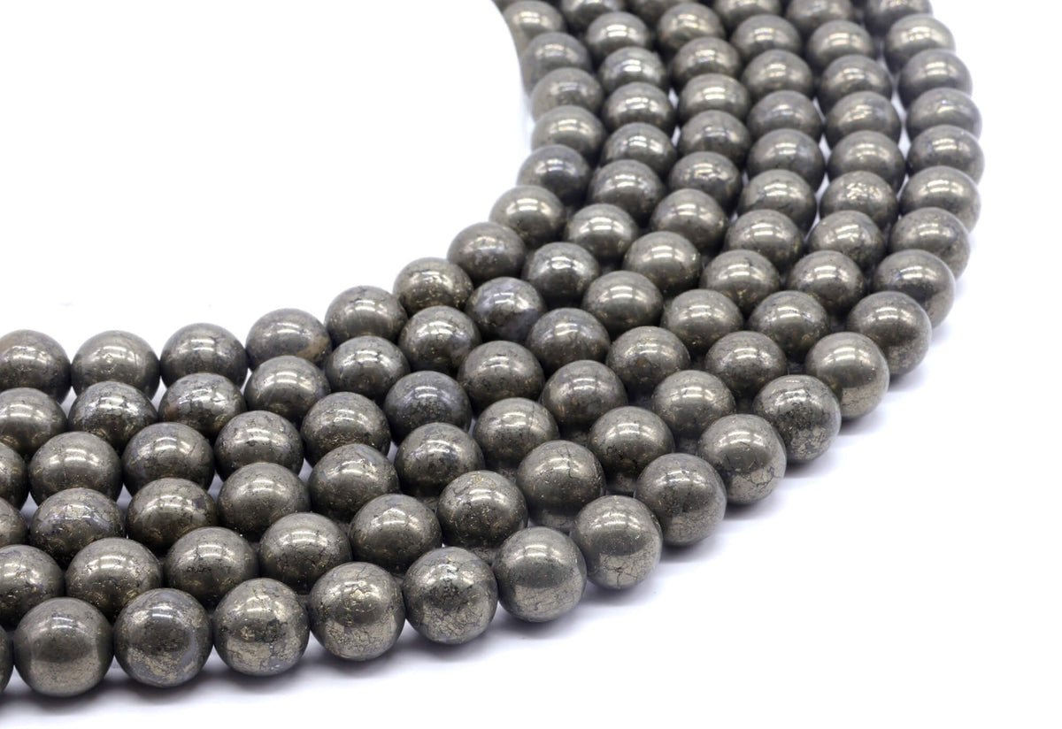 Perles Pyrite 10mm sur fil 38cm