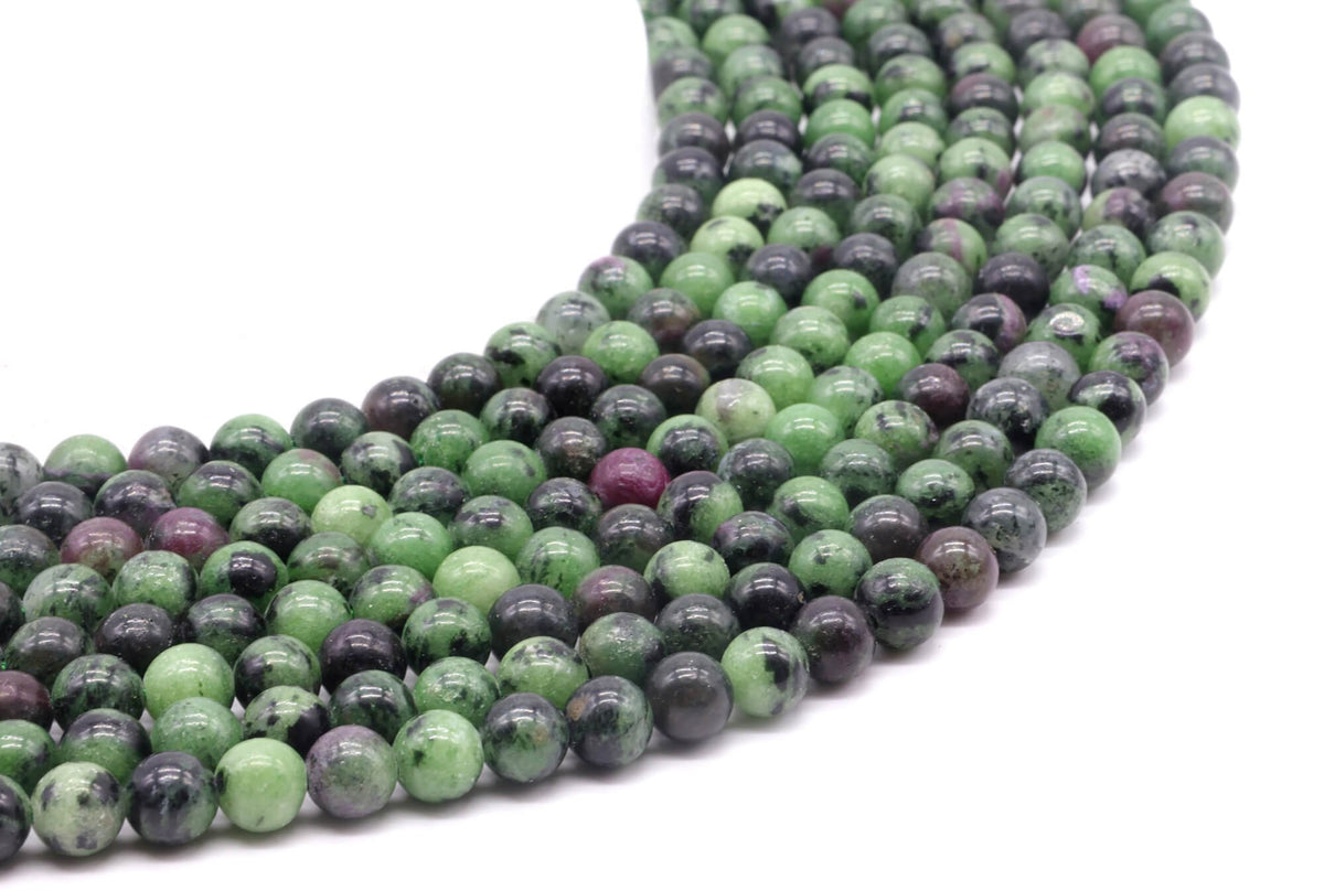 Perles Rubis Zoïsite 6mm sur fil 38cm