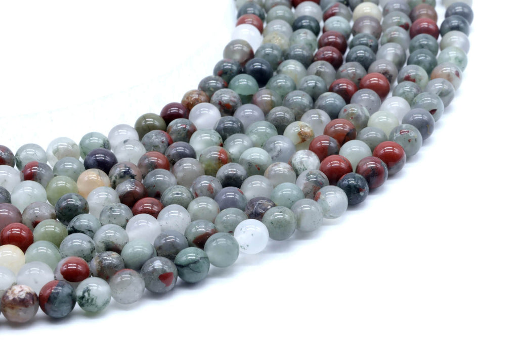 Perles Jaspe Héliotrope Africaine 6mm sur fil 38cm
