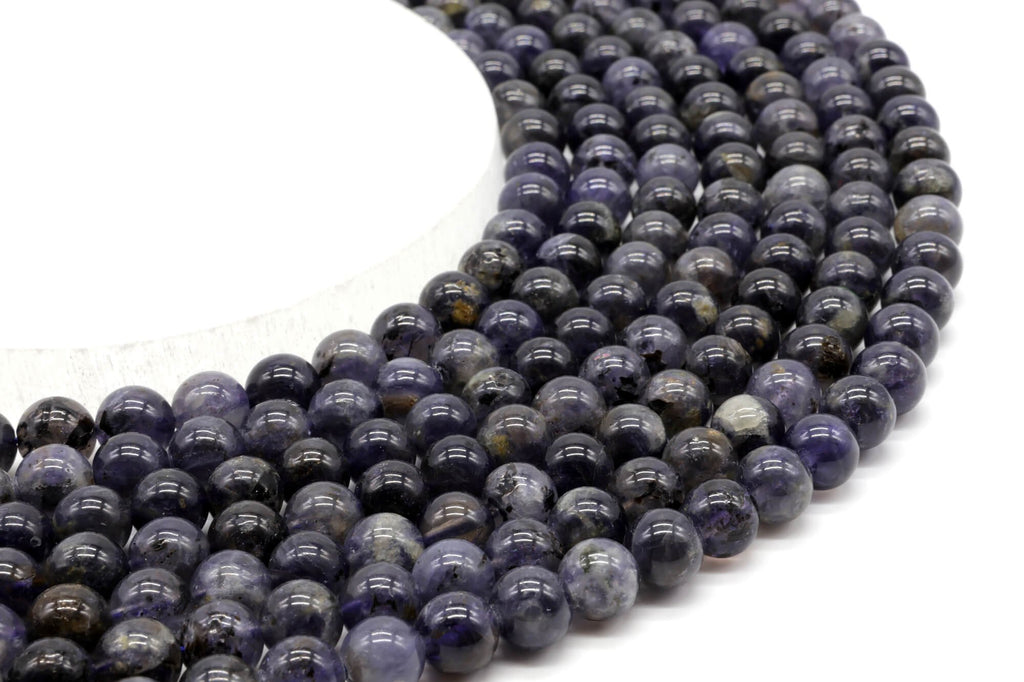 Perles Cordierite 8mm sur fil 38cm