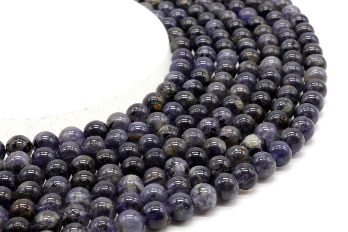 Perles Cordierite 8mm sur fil 38cm
