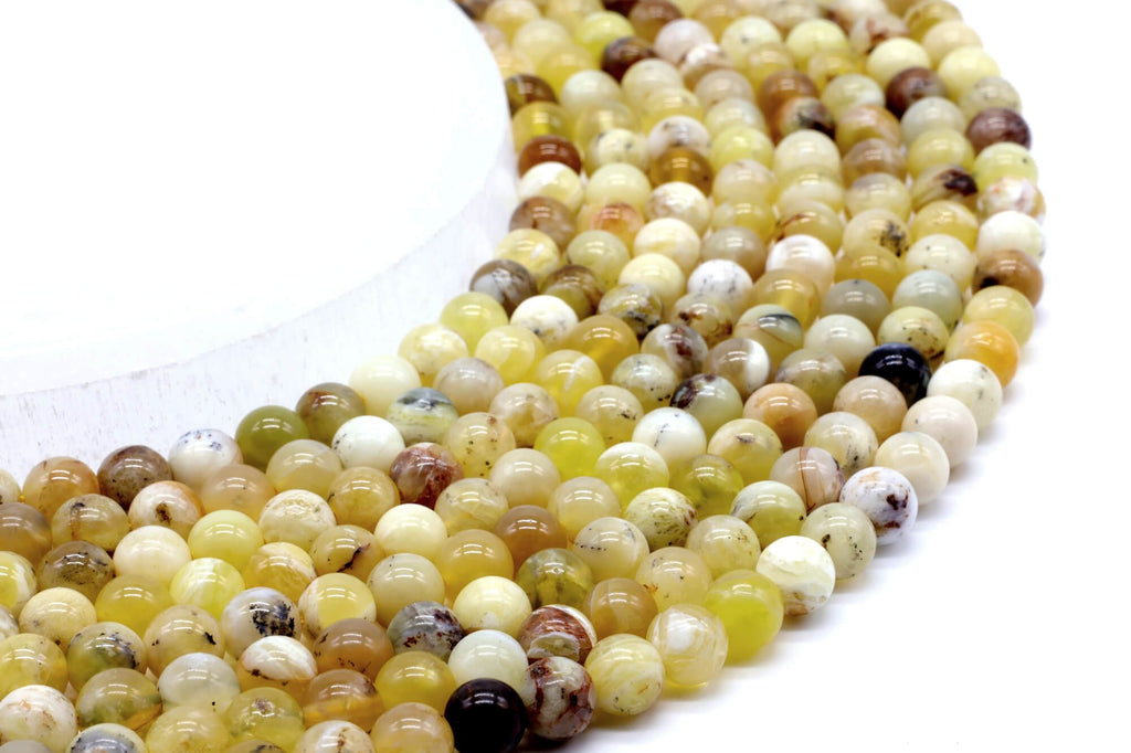 Perles Opale Jaune 6mm sur fil 38cm