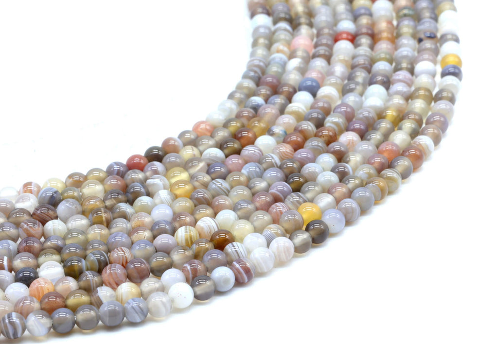 Perles Agate Bostwana 'AA' 4mm sur fil 38cm