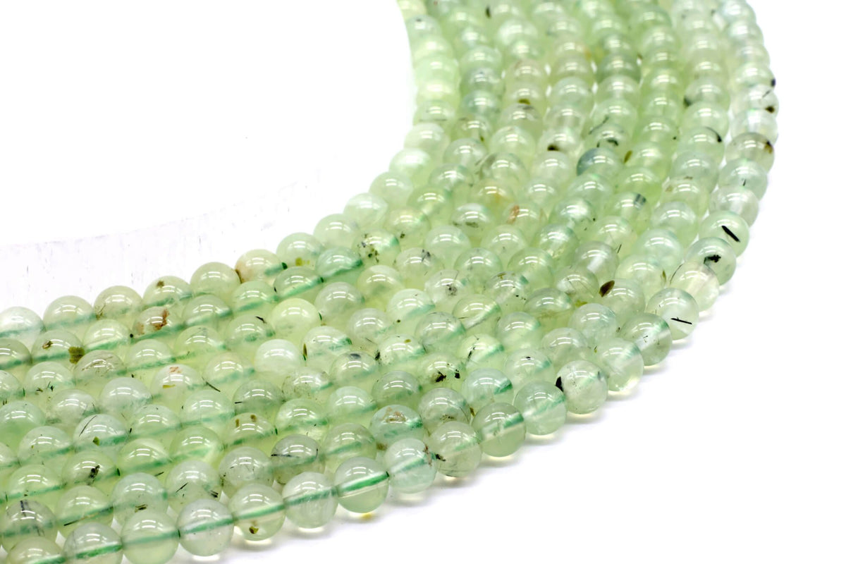 Perles Prehnite 6mm sur fil 38cm