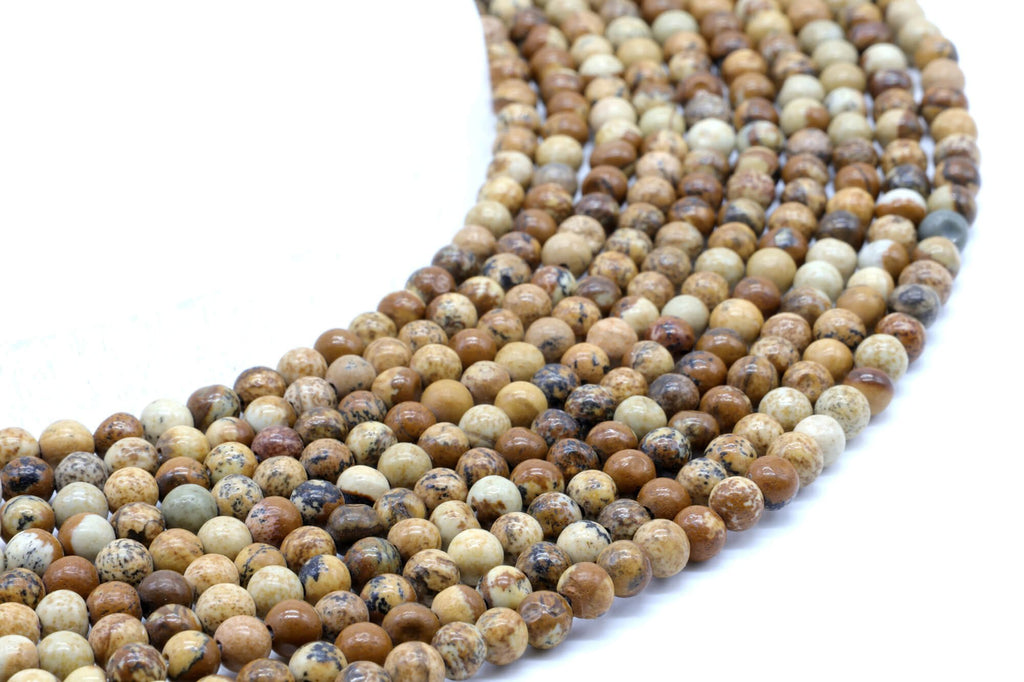 Perles Jaspe Paysage 4mm sur fil 38cm