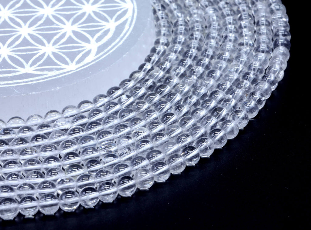 Perles Cristal de Roche 6mm sur fil 38cm