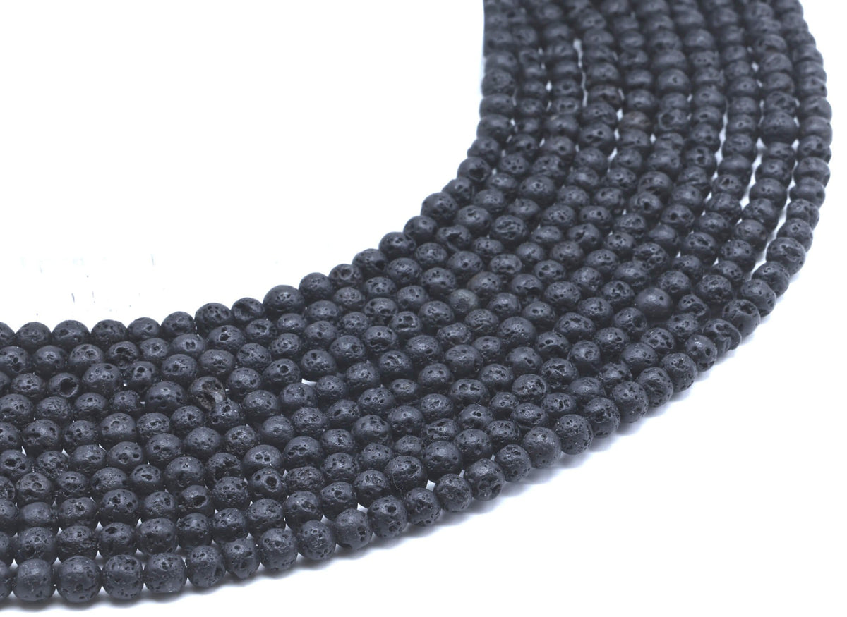 Perles de Lave 4mm sur fil 38cm
