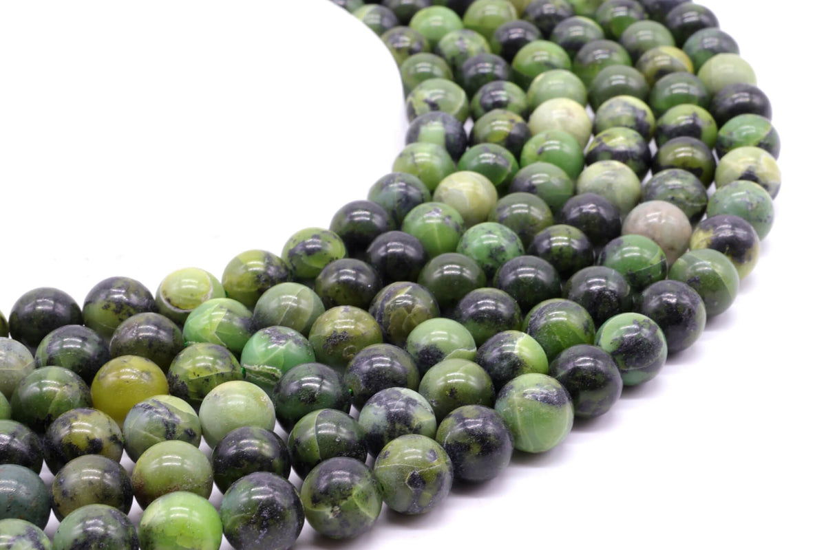 Perles Jade Néphrite 10mm sur fil 38cm