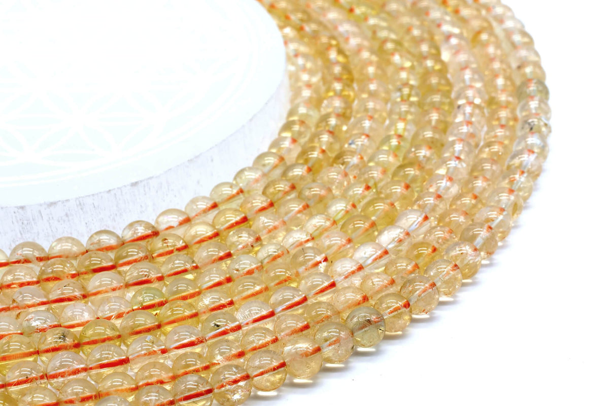 Perles Citrine Naturelle 6mm sur fil 38cm