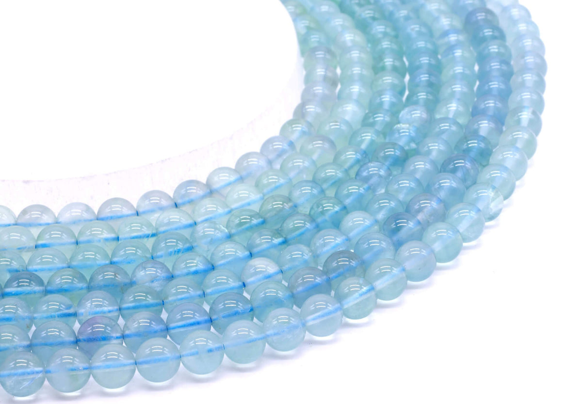 Perles Fluorite Bleue 'AA' 8mm sur fil 38cm
