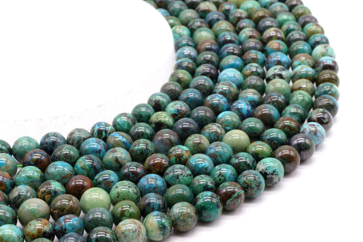 Perles Chrysocolle 'AA' 8mm sur fil 38cm