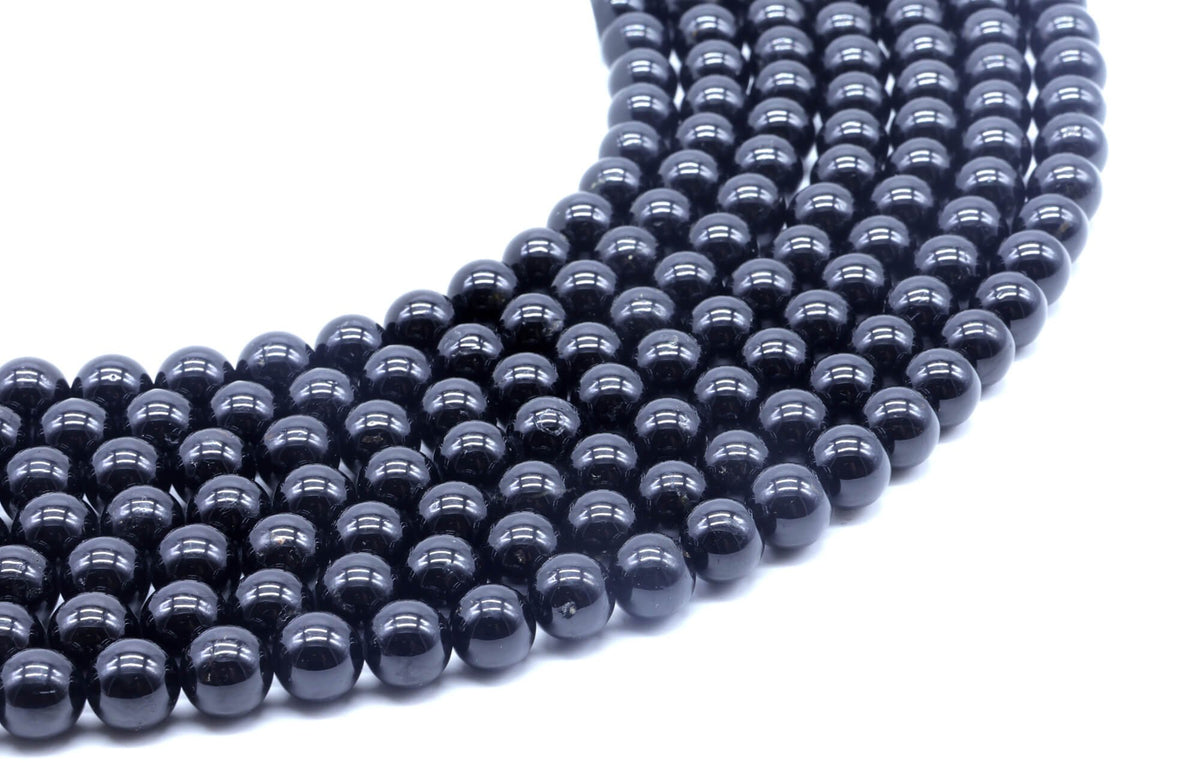 Perles Tourmaline Noire 8mm sur fil 38cm