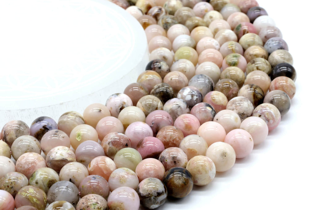 Perles Opale Rose 10mm sur fil 38cm