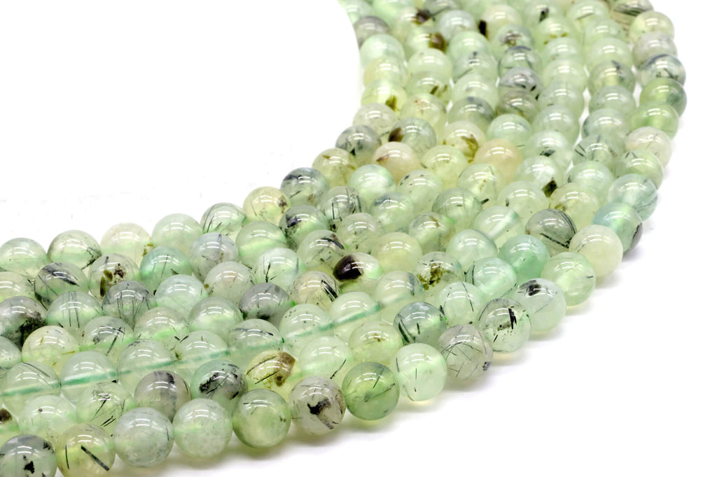 Perles Prehnite 8mm sur fil 38cm