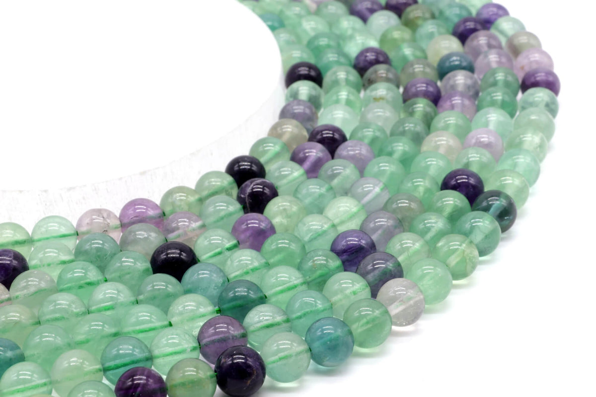 Perles Fluorite Multi 8mm sur fil 38cm