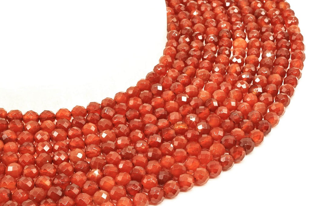 Perles facettées Cornaline 6mm sur fil 38cm