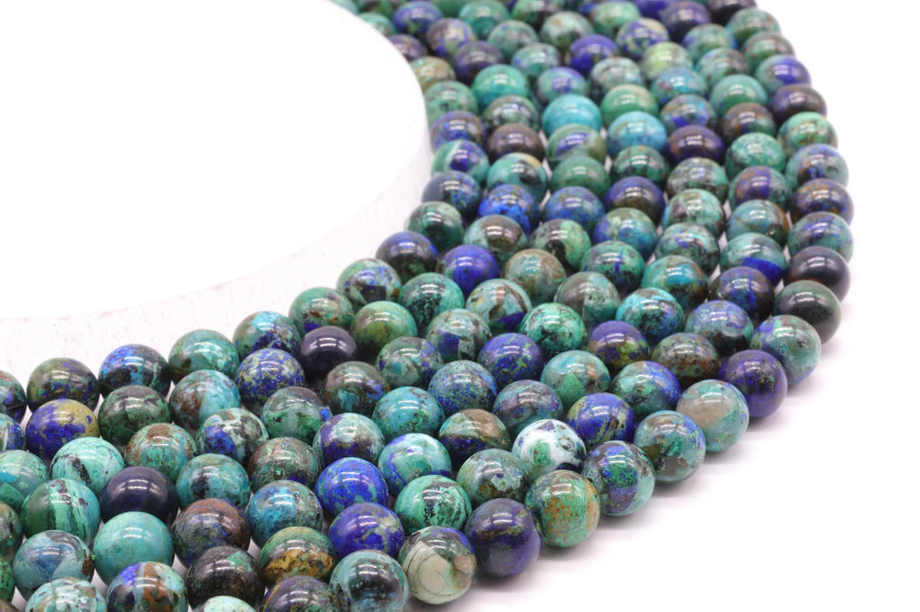 Perles Azurite 'AAA' 8mm sur fil 38cm
