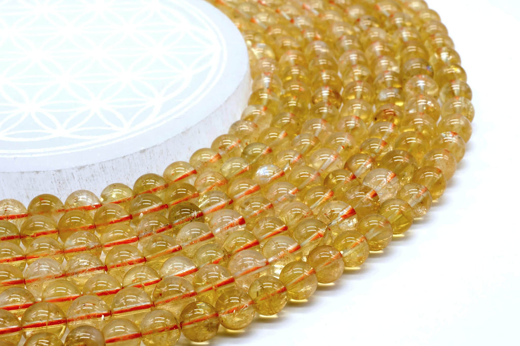 Perles Citrine Naturelle 8mm sur fil 38cm