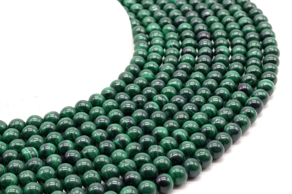 Perles 'Dark' Malachite 'AA' 6mm sur fil 38cm