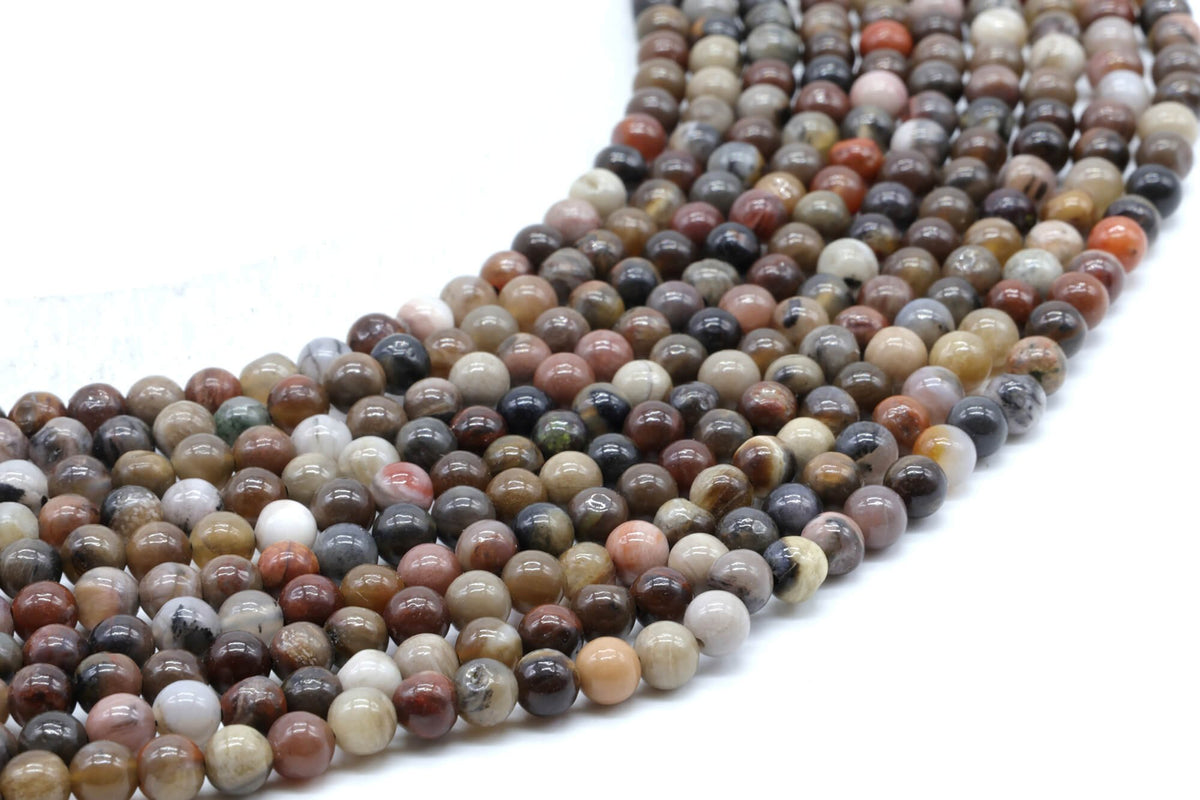 Perles Agate Fossile 4mm sur fil 38cm