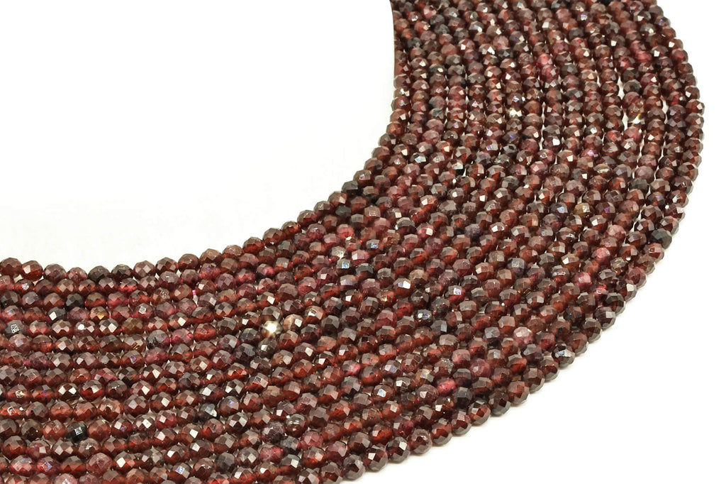 Perles facettées Grenat 4mm sur fil 38cm