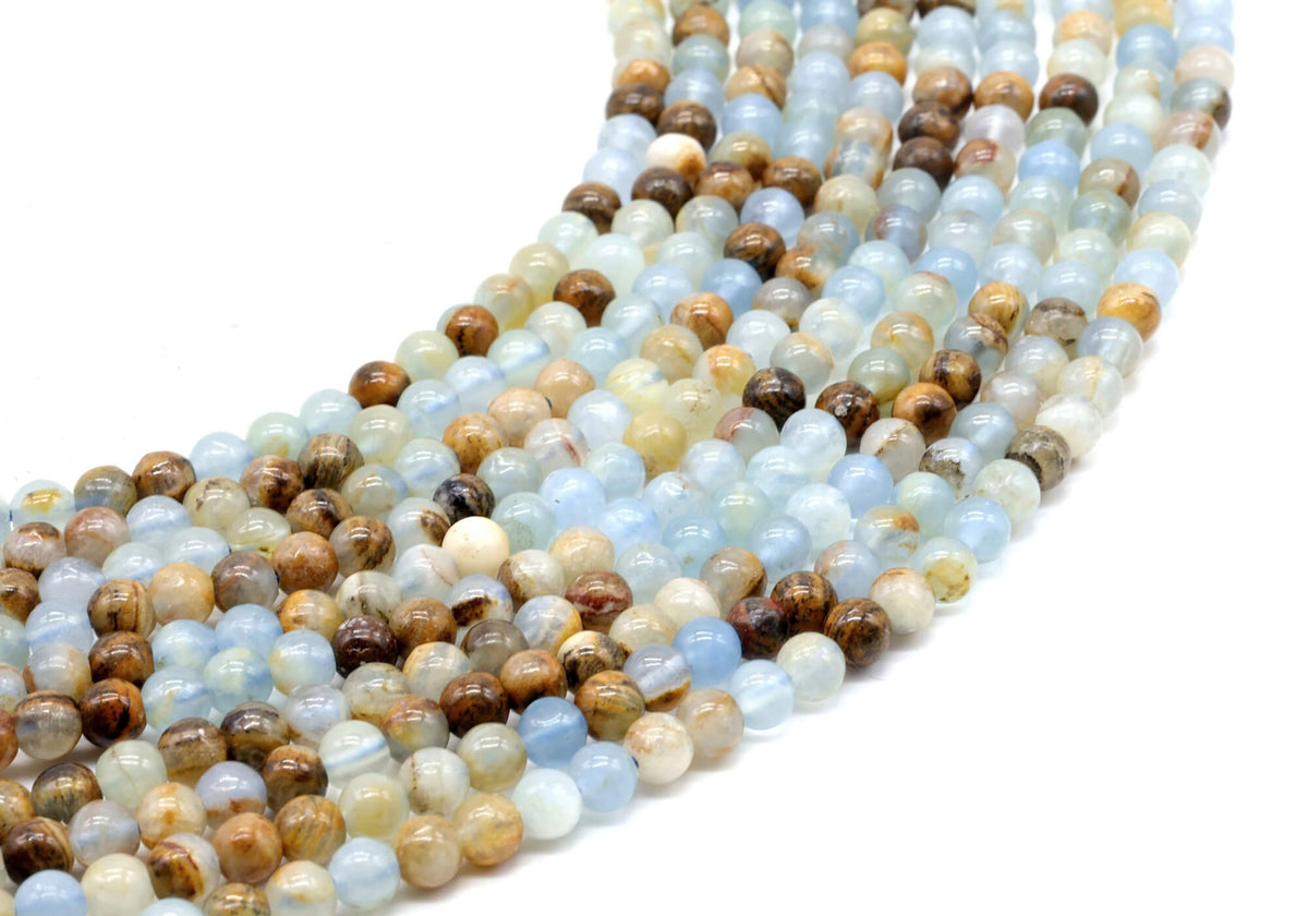 Perles Calcite Bleue 4mm sur fil 38cm