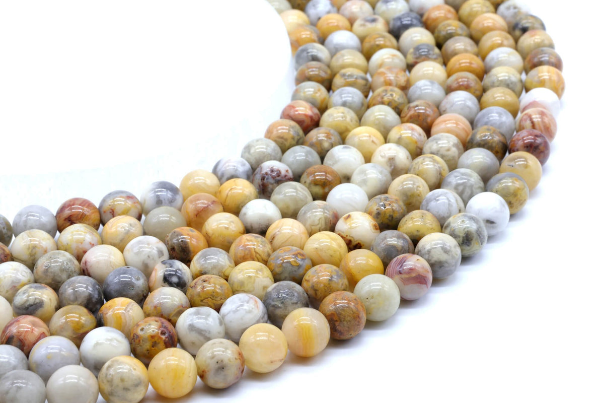 Perles Agate Crazy Lace 8mm sur fil 38cm