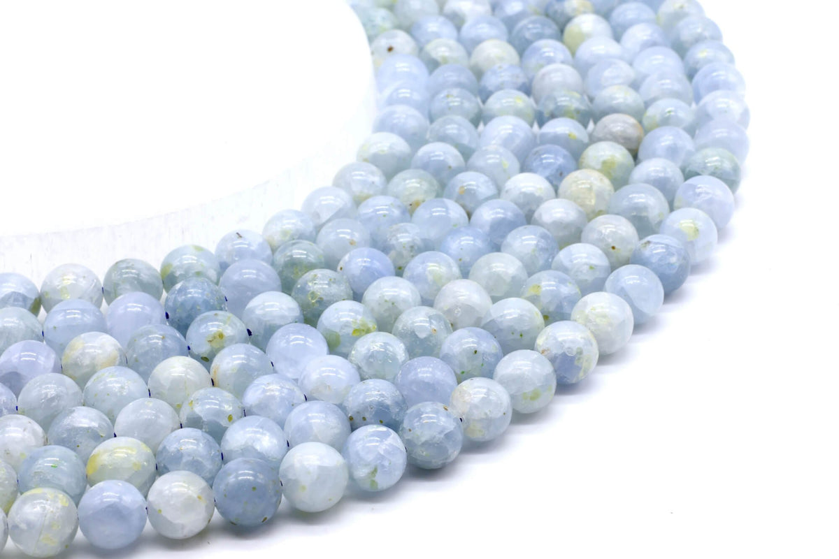Perles Celestine 'AA' 8mm sur fil 38cm