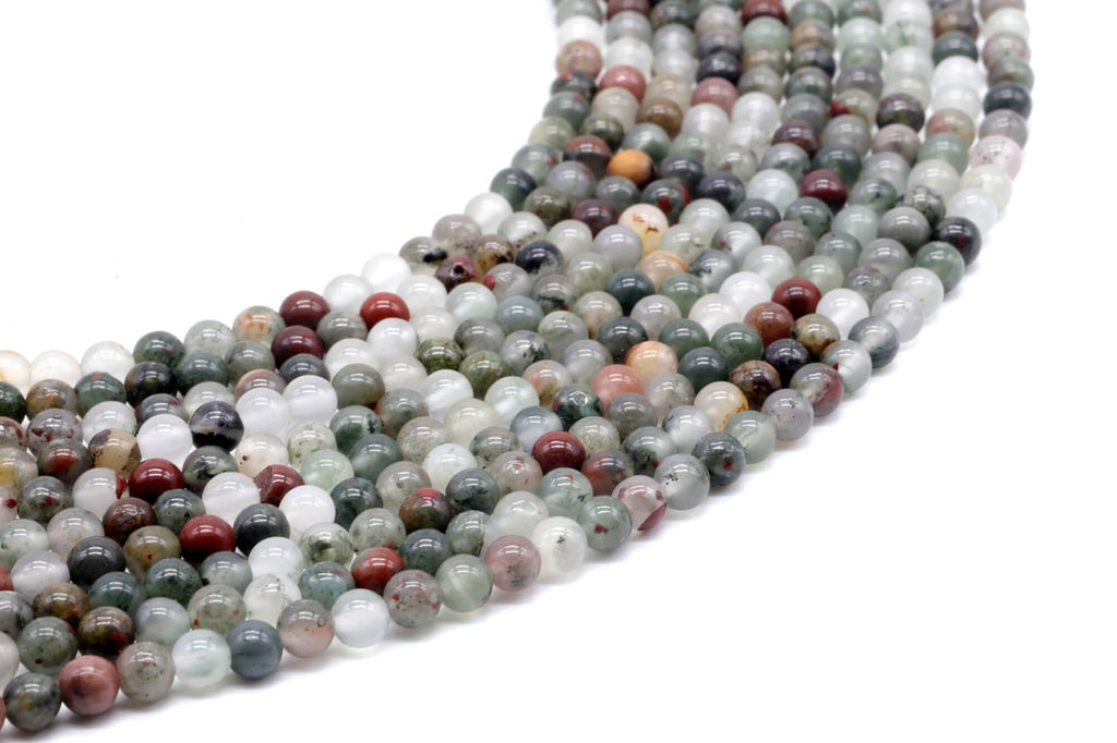 Perles Jaspe Héliotrope Africaine 4mm sur fil 38cm