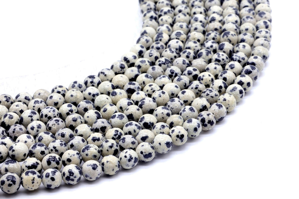 Perles Jaspe Dalmatien 6mm sur fil 38cm