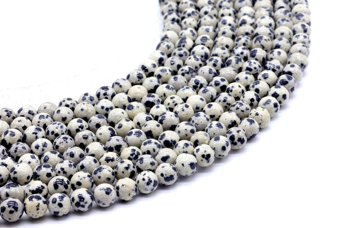 Perles Jaspe Dalmatien 6mm sur fil 38cm