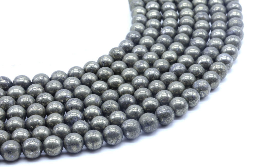 Perles Pyrite 8mm sur fil 38cm