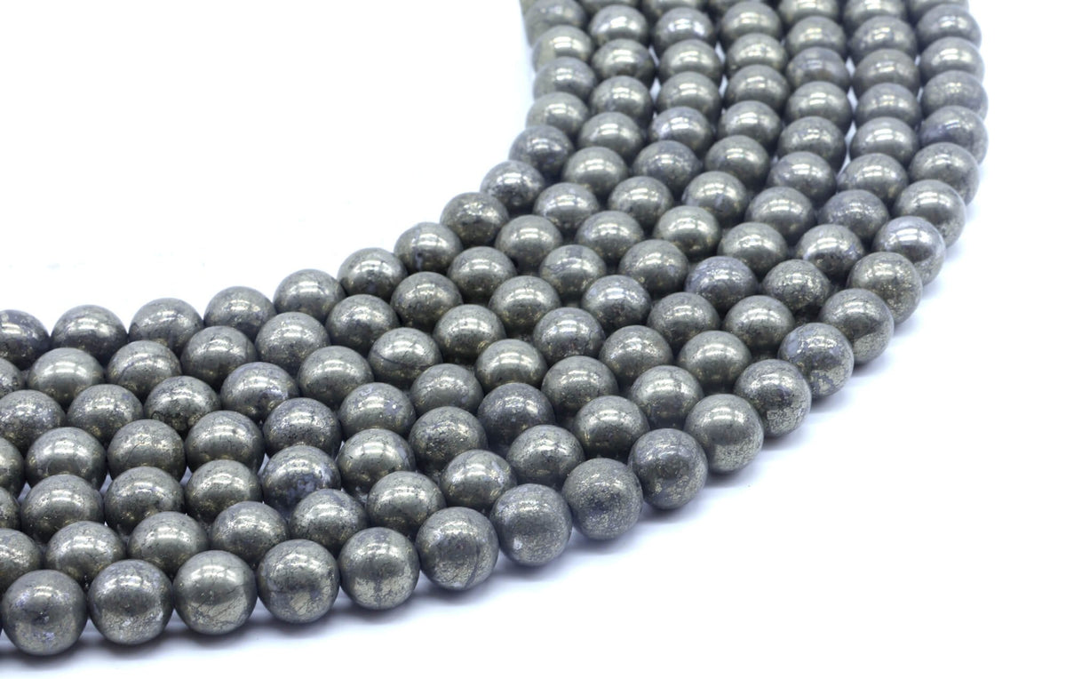 Perles Pyrite 8mm sur fil 38cm