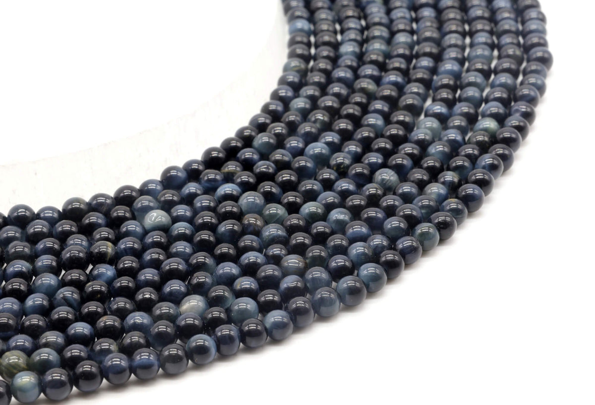 Perles Oeil de Faucon 'AA' 4mm sur fil 38cm