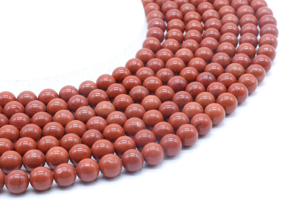 Perles Jaspe Rouge 8mm sur fil 38cm