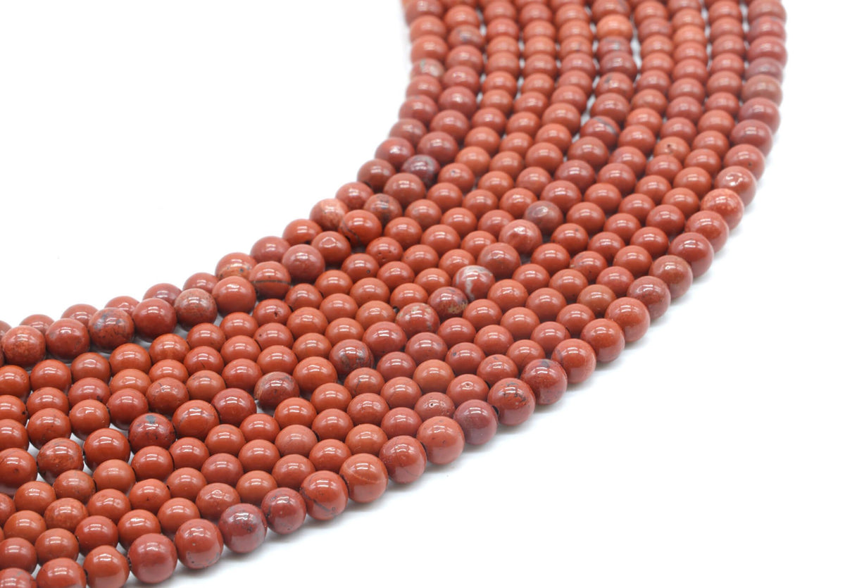 Perles Jaspe Rouge 4mm sur fil 38cm