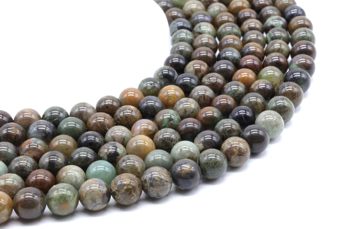 Perles Serpentine Chine 10mm sur fil 38cm