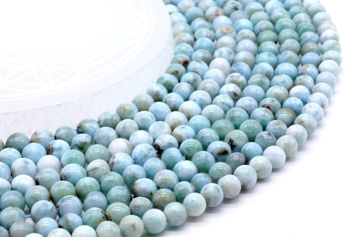 Perles Larimar 6mm sur fil 38cm