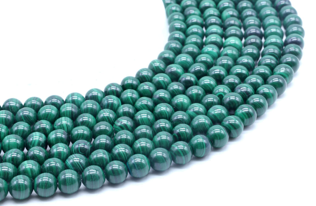 Perles 'Dark' Malachite 'AA' 8mm sur fil 38cm