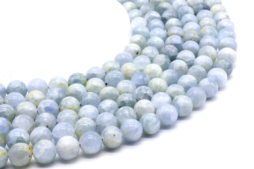 Perles Celestine 'AA' 10mm sur fil 38cm