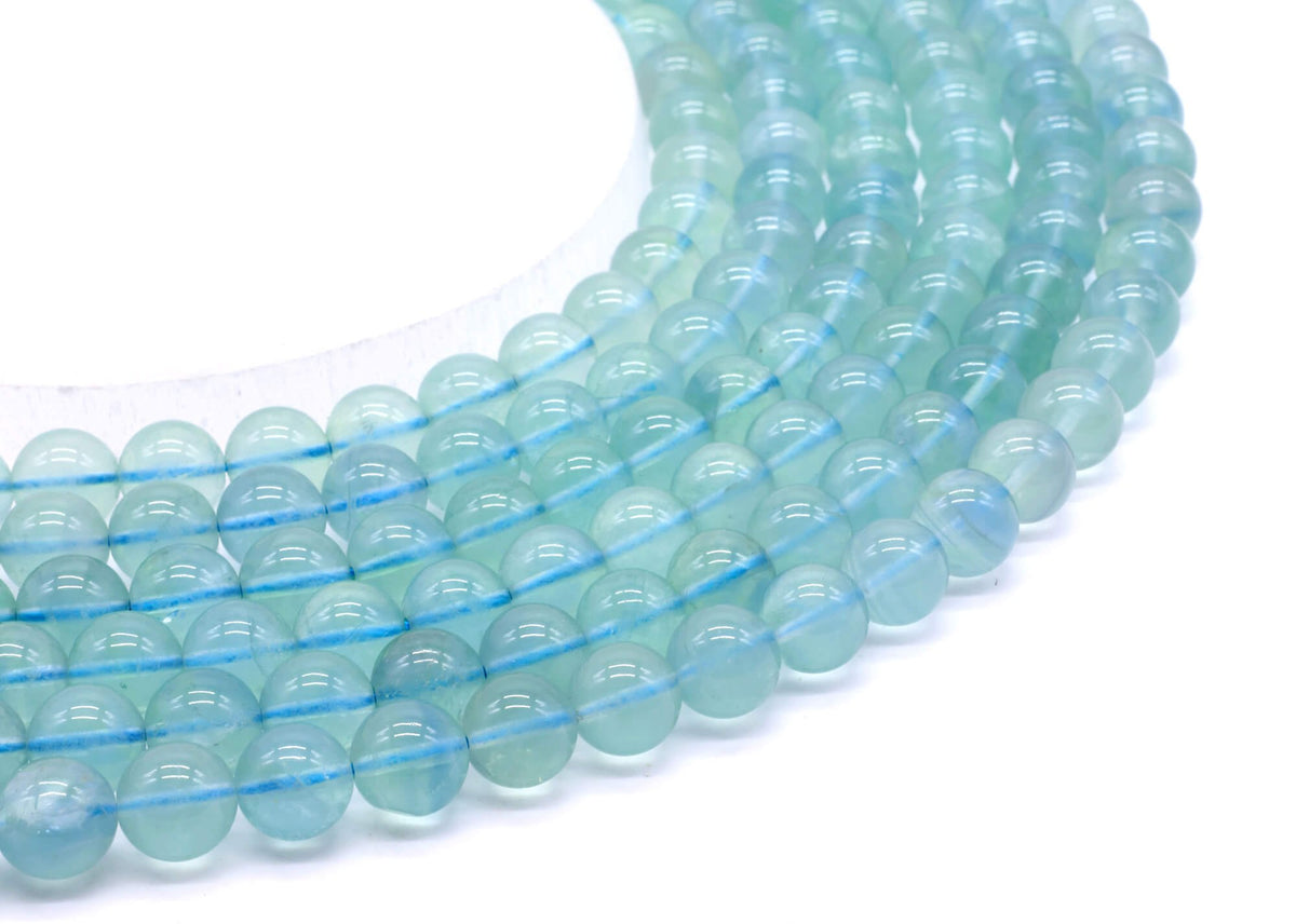 Perles Fluorite Bleue 'AA' 10mm sur fil 38cm