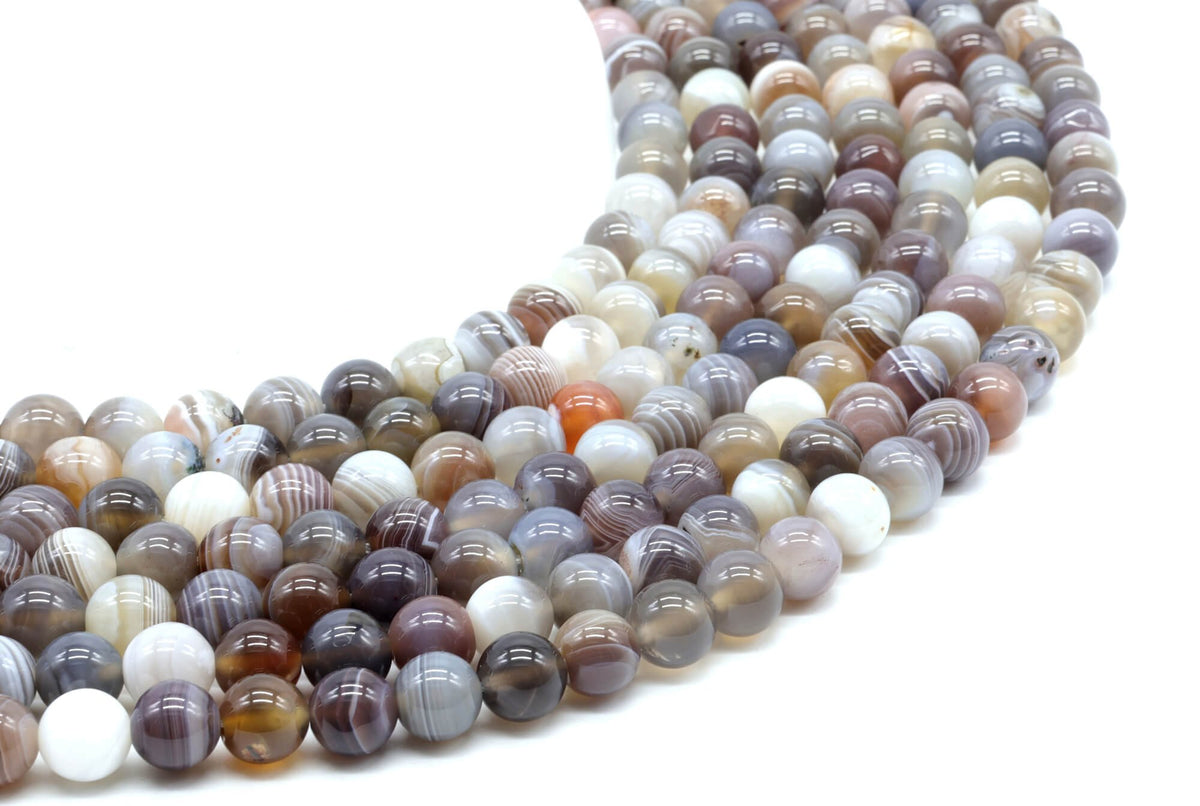 Perles Agate Bostwana 'AA' 8mm sur fil 38cm