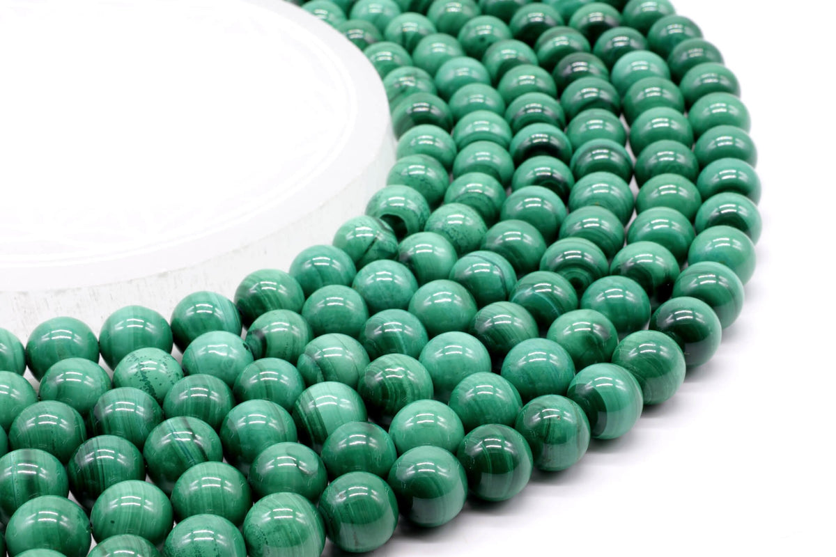 Perles 'Light' Malachite 'AA' 10mm sur fil 38cm