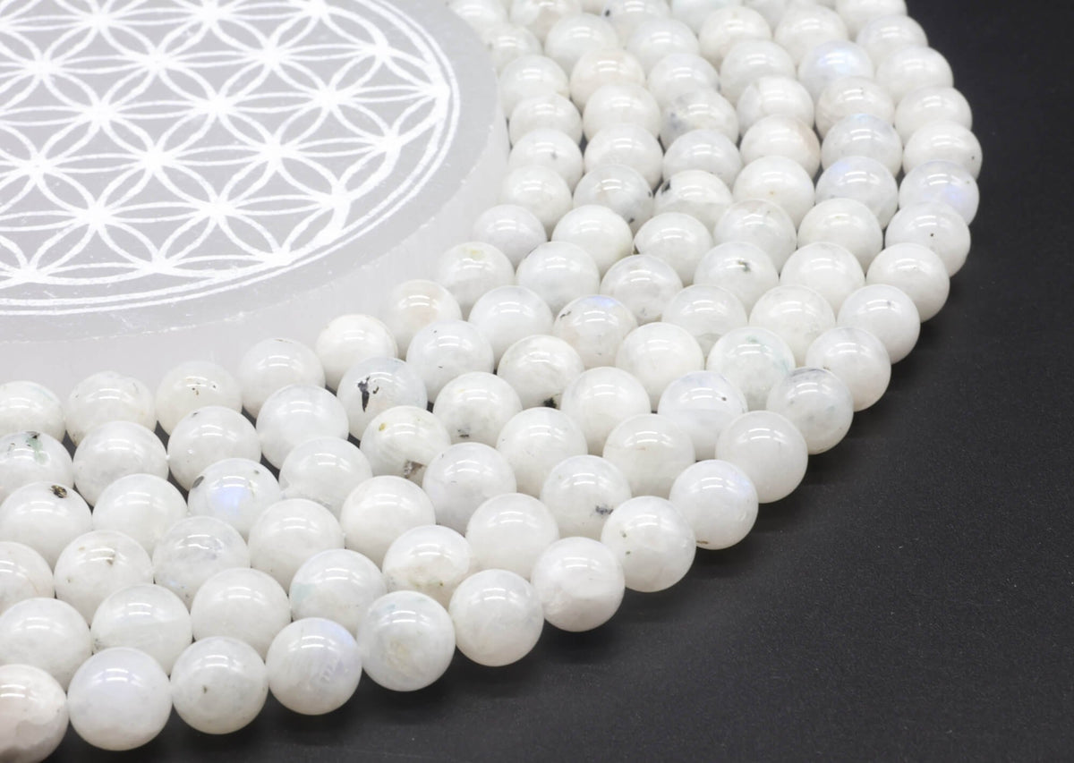 Perles Labradorite Blanche 10mm sur fil 38cm