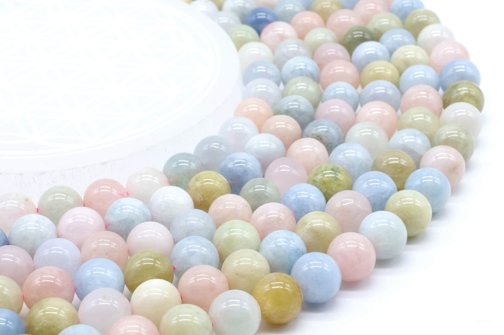 Perles Morganite 10mm sur fil 38cm