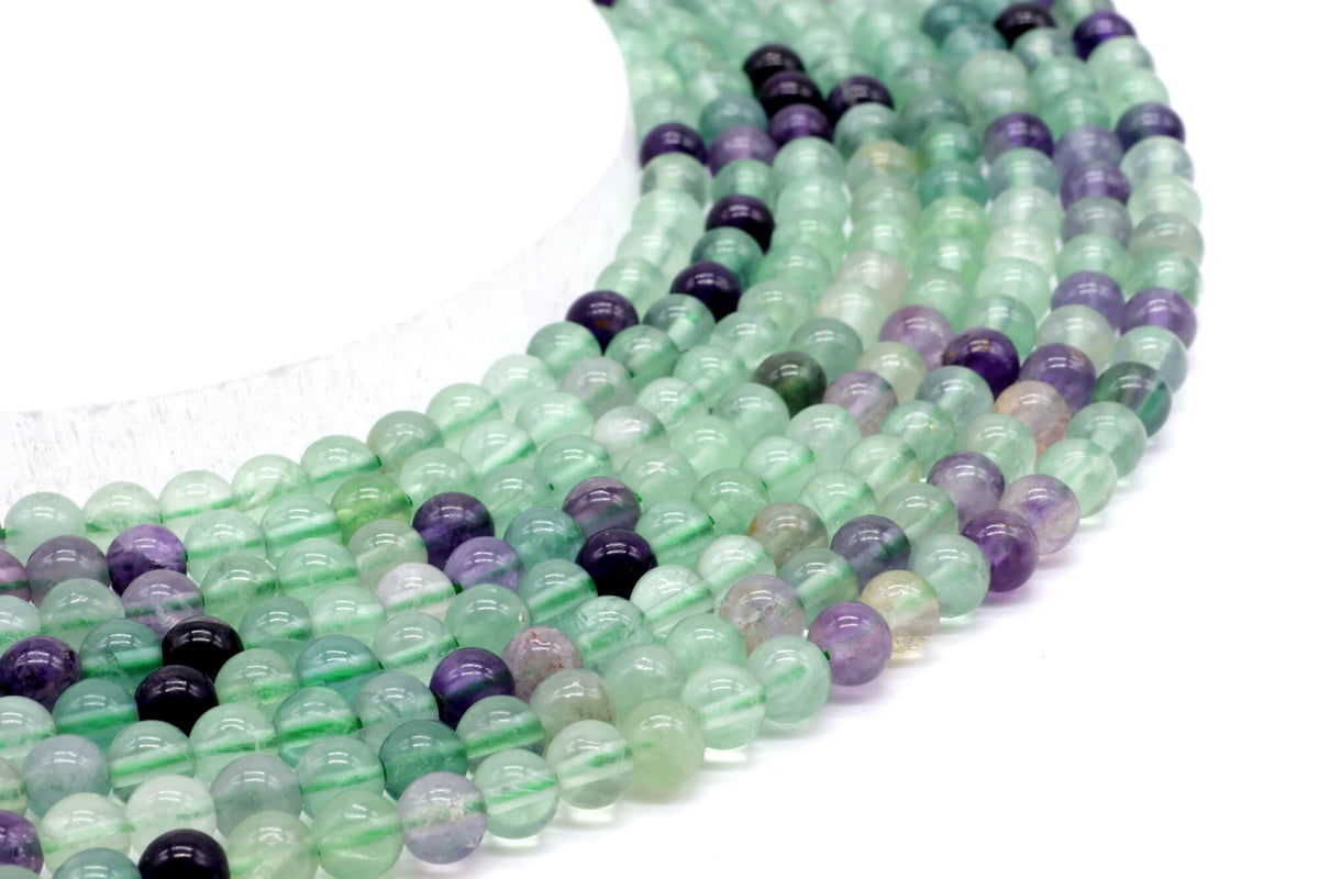 Perles Fluorite Multi 6mm sur fil 38cm