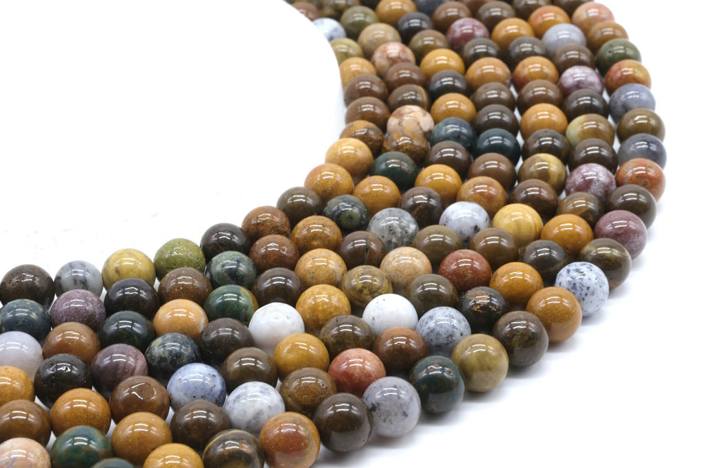 Perles Jaspe Océan 8mm sur fil 38cm