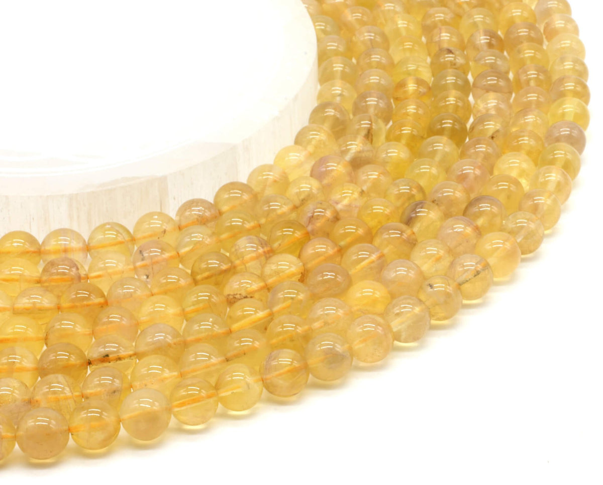 Perles Fluorite Jaune 8mm sur fil 38cm