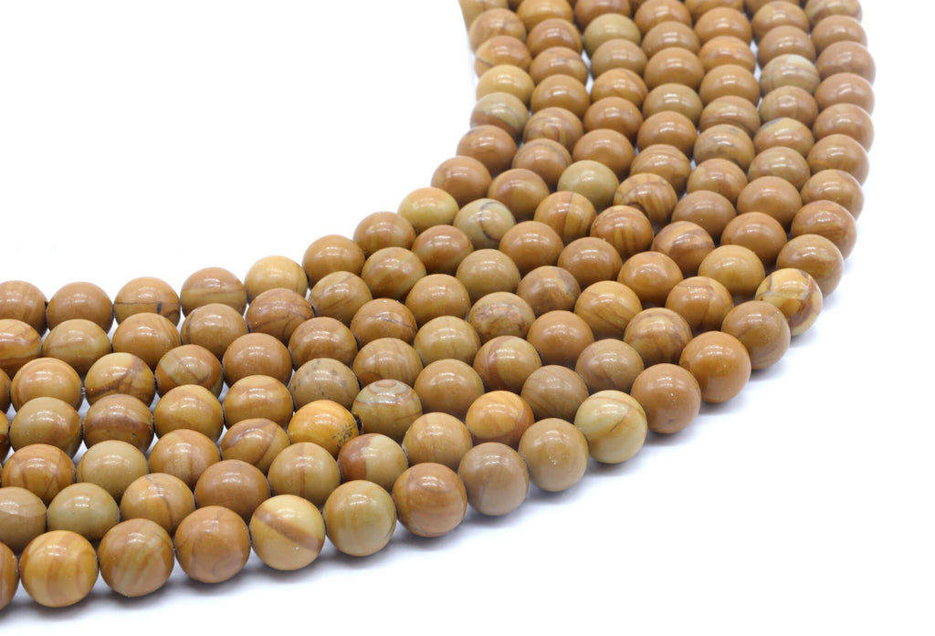 Perles Bois Fossile 8mm sur fil 38cm